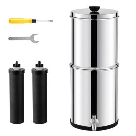 Gravity-fed Water Filter System, 1.5G 304 Stainless-Steel Countertop System, Water Filtration System, Reduces Lead and up to 99% of Chlorine