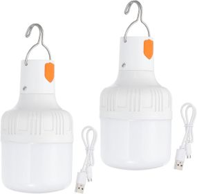 Camping Lantern, 2 Pack Rechargeable LED Tent Lamp Lights Bulb Portable Hanging 3 Lighting Modes 90W with Clip Hook for Camping, Hiking, Fishing (Style: 60W  2)